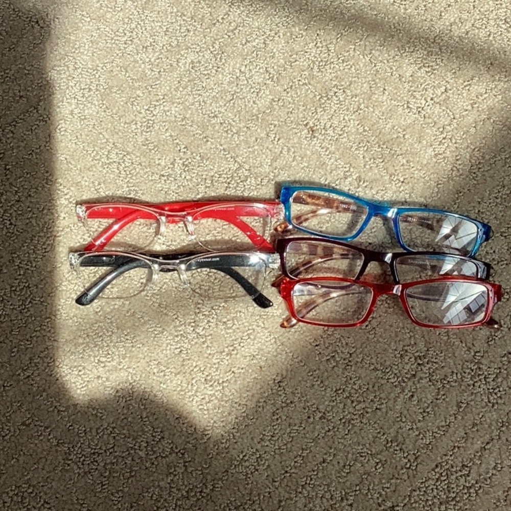 Set of Five Colorful Eyeglasses+2.00